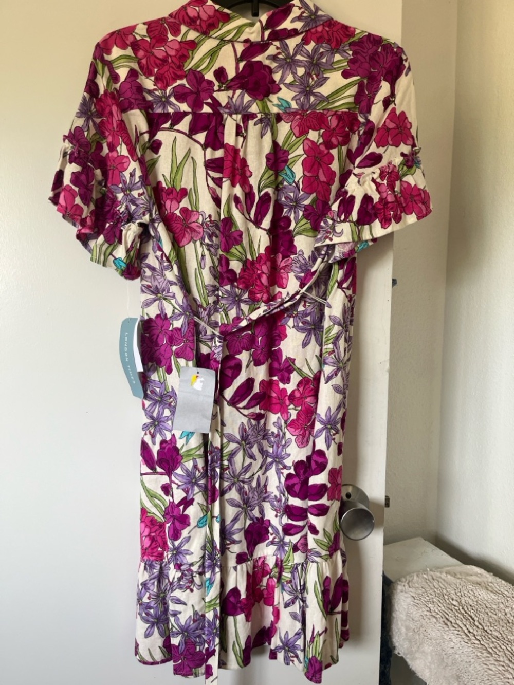 London Times Fuchsia and Cream Floral Dress or tunic - Picture 9 of 11